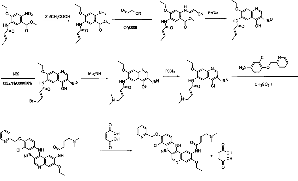 A kind of preparation method of antineoplastic drug neratinib maleate