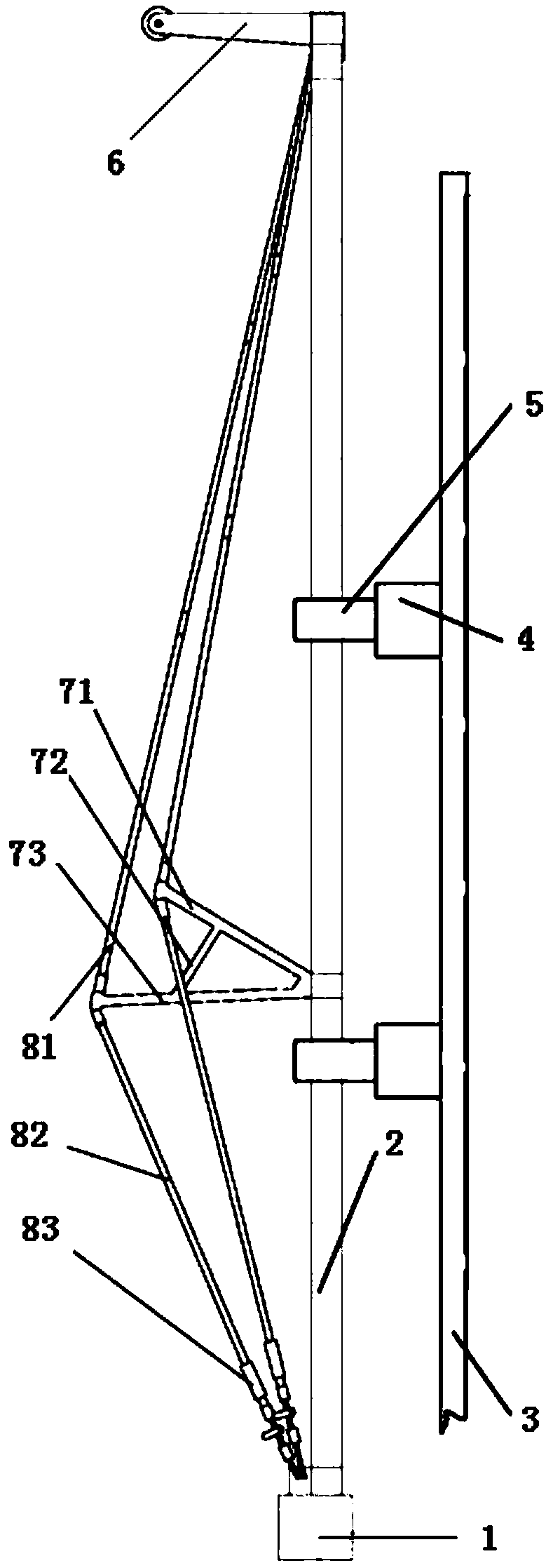 Electric hoisting embracing pole for building electric transmission line towers in groups