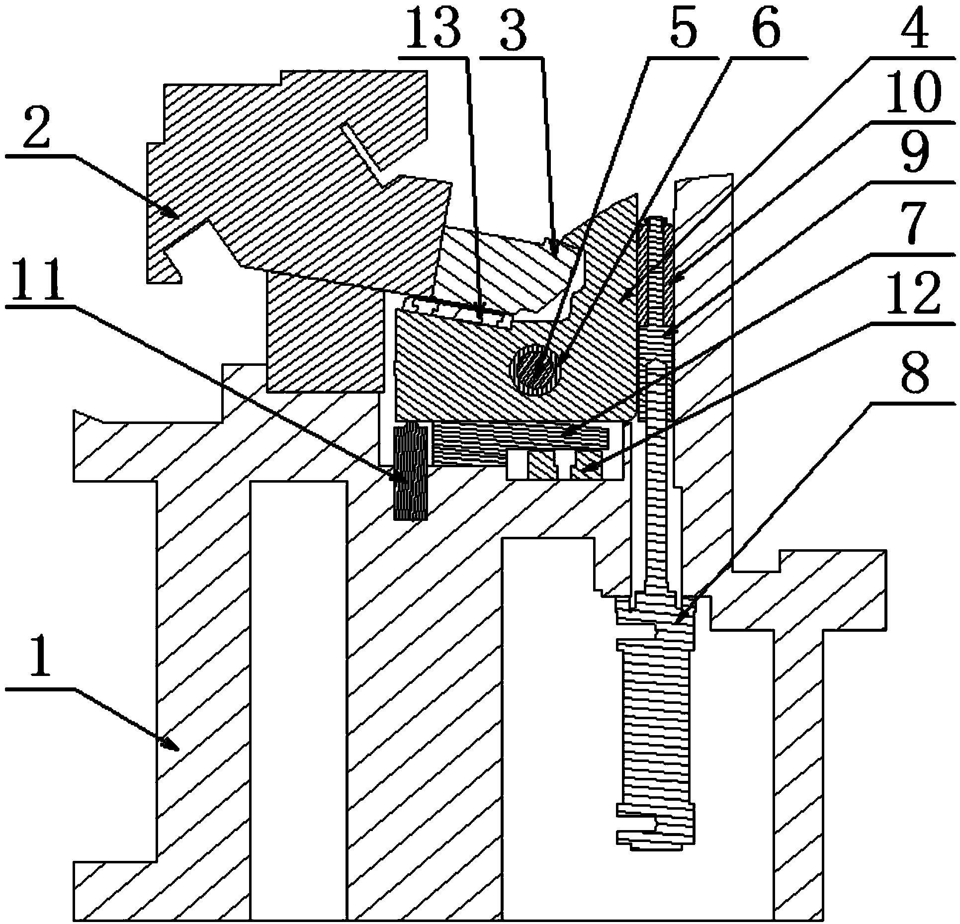Rotational inclined wedge mechanism