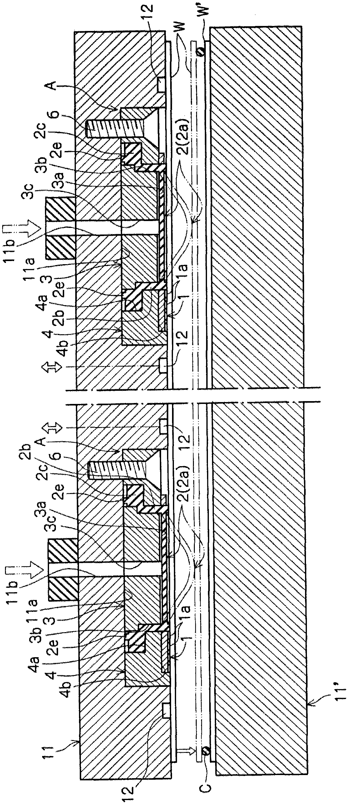 Working attaching chuck device and work piece laminating machine