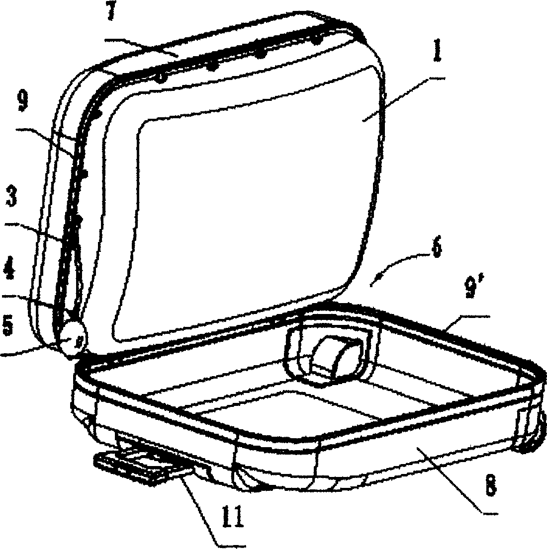 Suilcase having device for fixing luggage