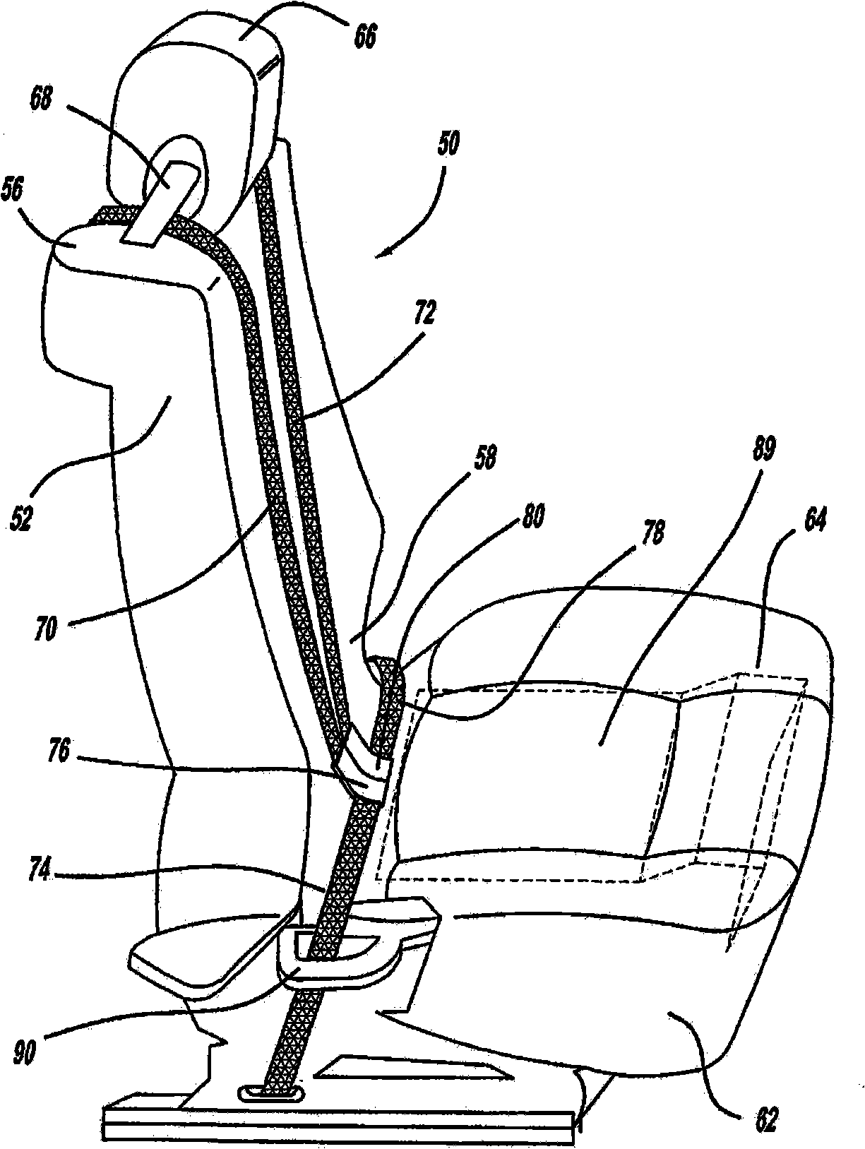Four point seat belt system