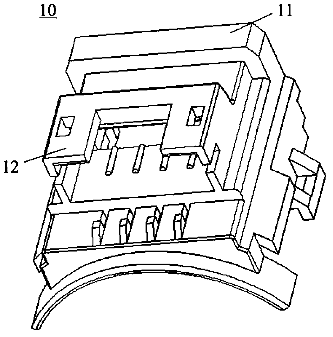 Terminal connecting device, stepping motor applying same and assembling method for stepping motor