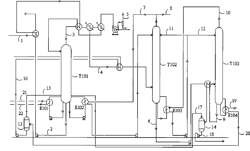 Method for preparing azeotropic ethanol through three-tower triple-effect differential pressure heat integration