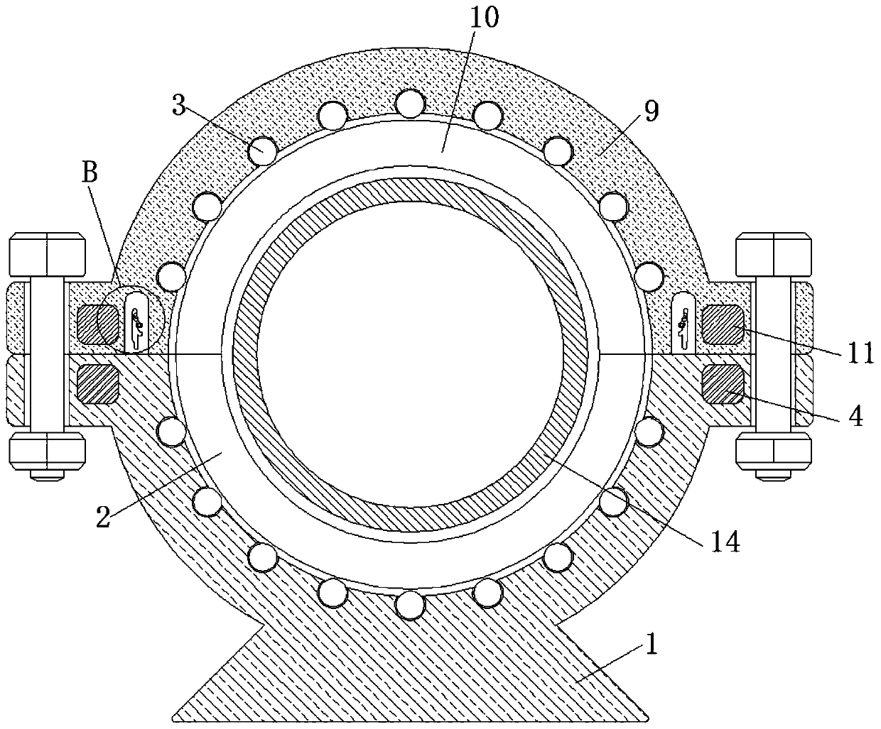 Self-locking universal-adjustable fixing device for sewage pipeline