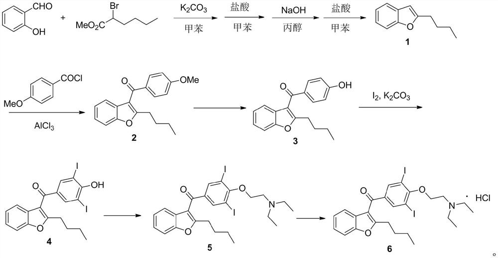 Preparation method of amiodarone hydrochloride key intermediate