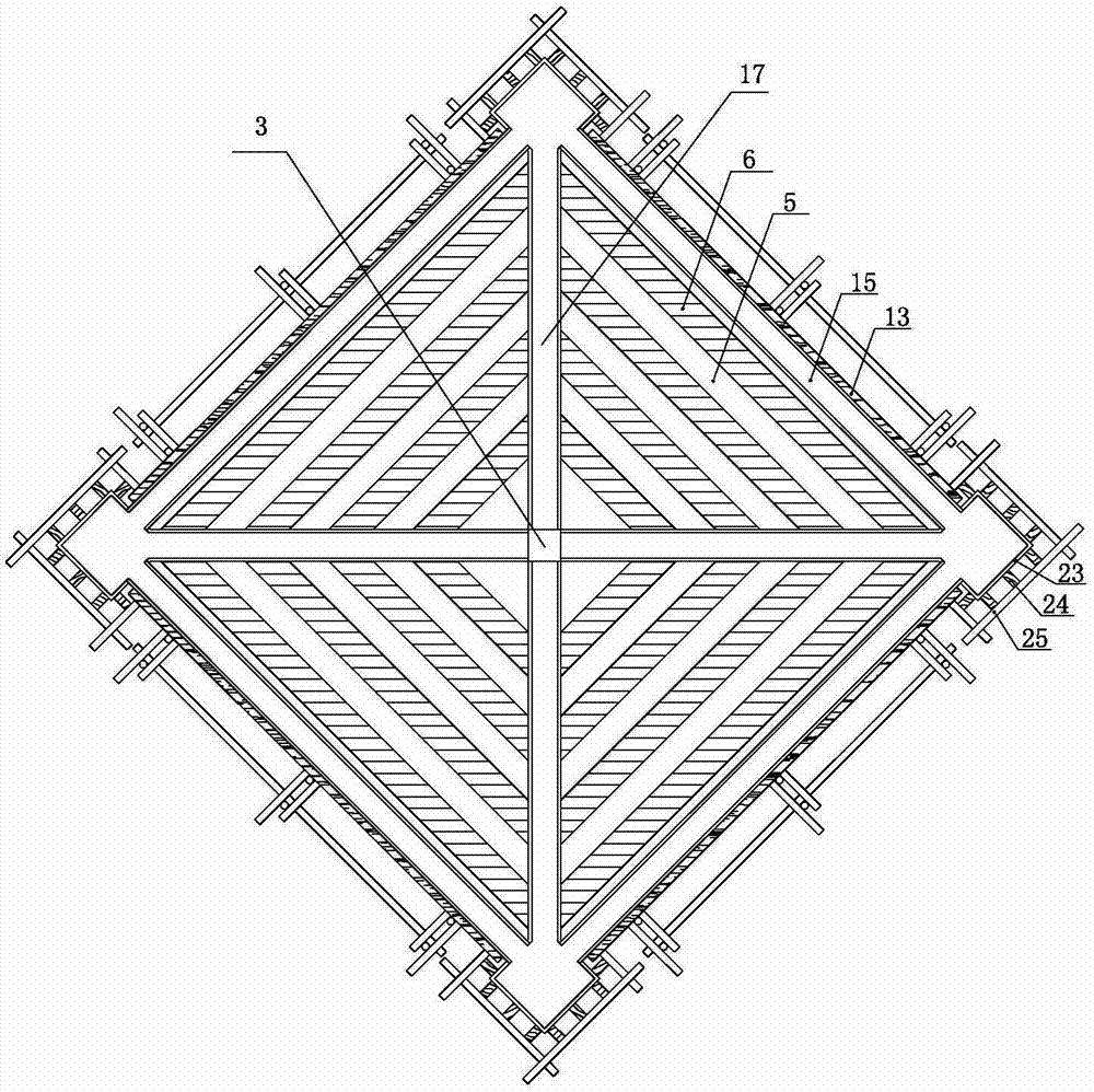 Template system and construction method for European style hollowed slab pinnacle model structure