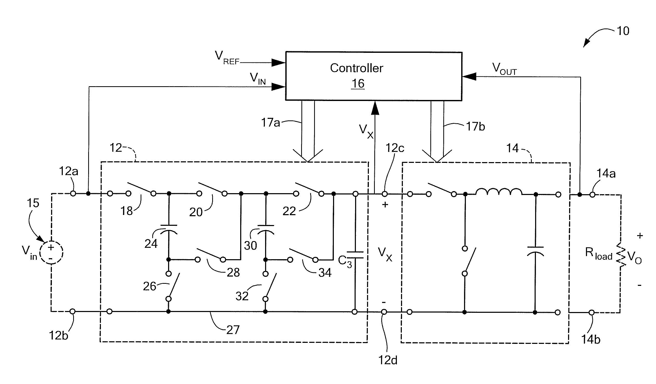 Power converter with capacitive energy transfer and fast dynamic response