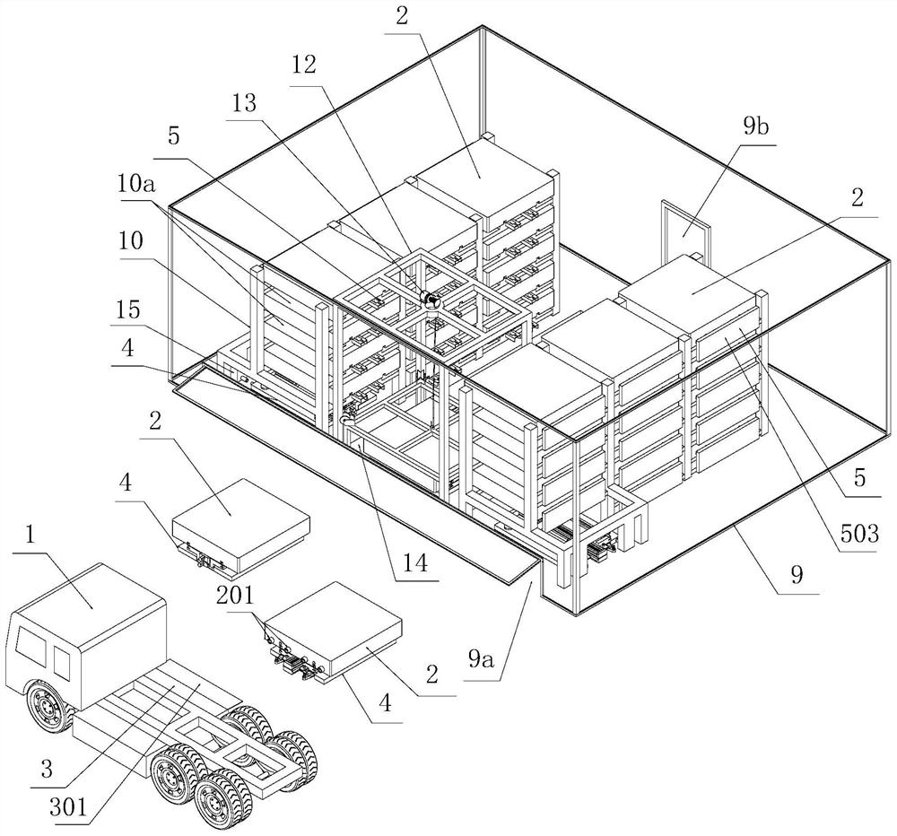 Efficient battery replacing system of electric commercial vehicle