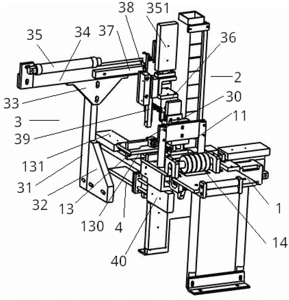 Battery pole group coating machine pole group into the battery box guide mechanism