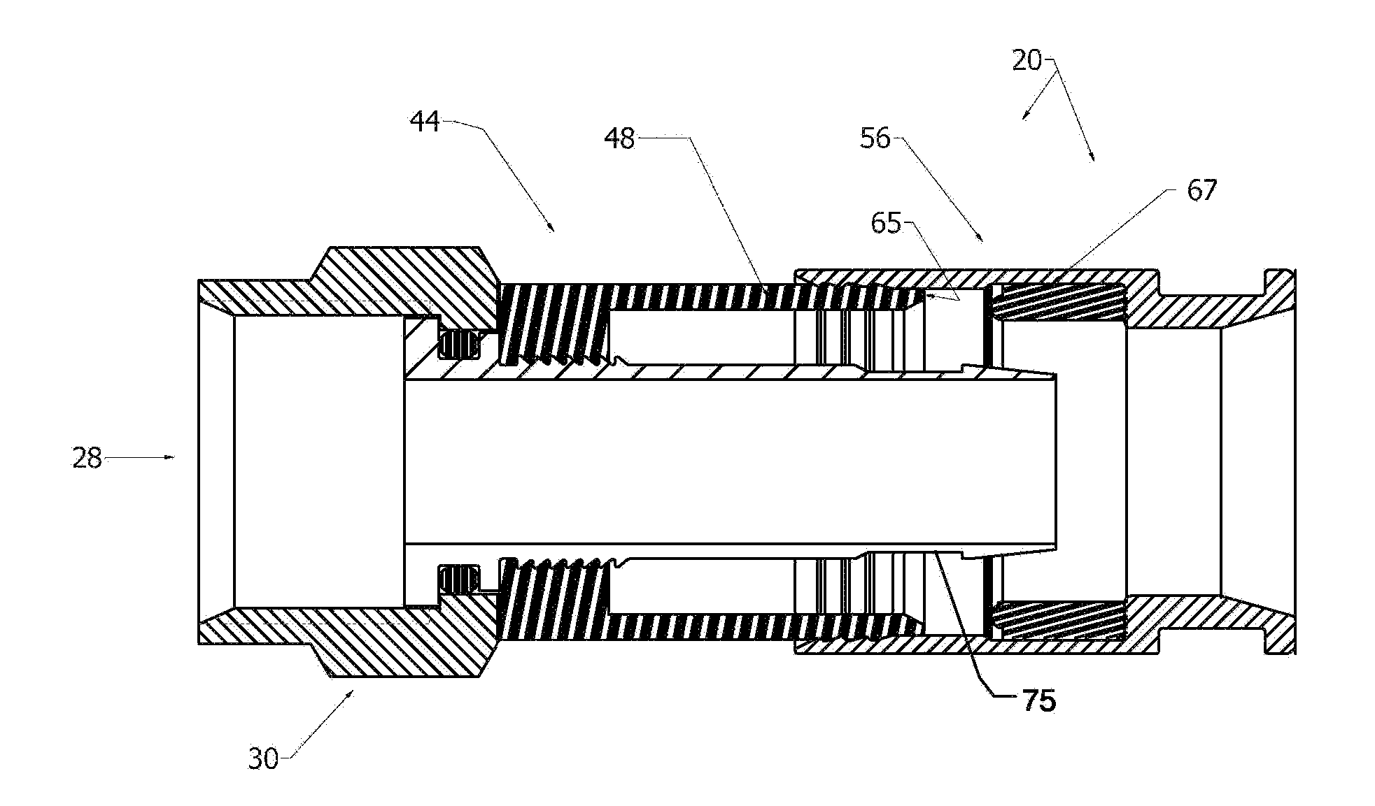 Compression Type Coaxial F-Connector With Traveling Seal and Grooved Post