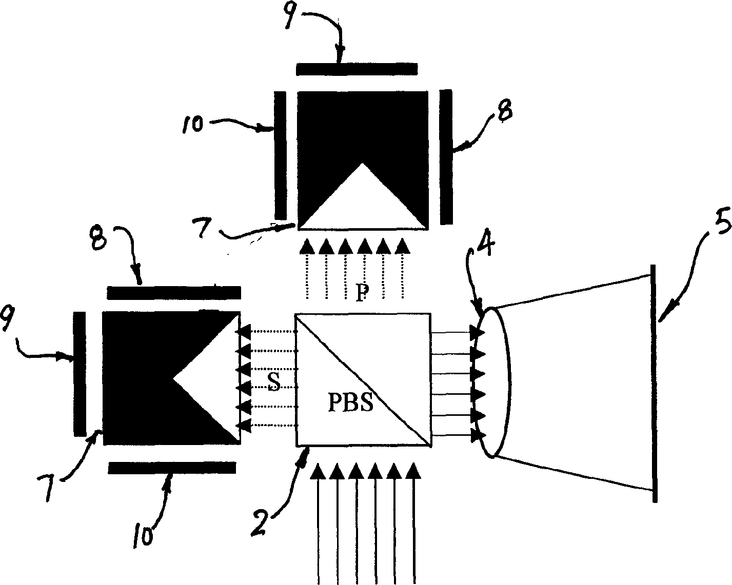 Three-dimensional liquid-crystal projecting displaying device with big screen