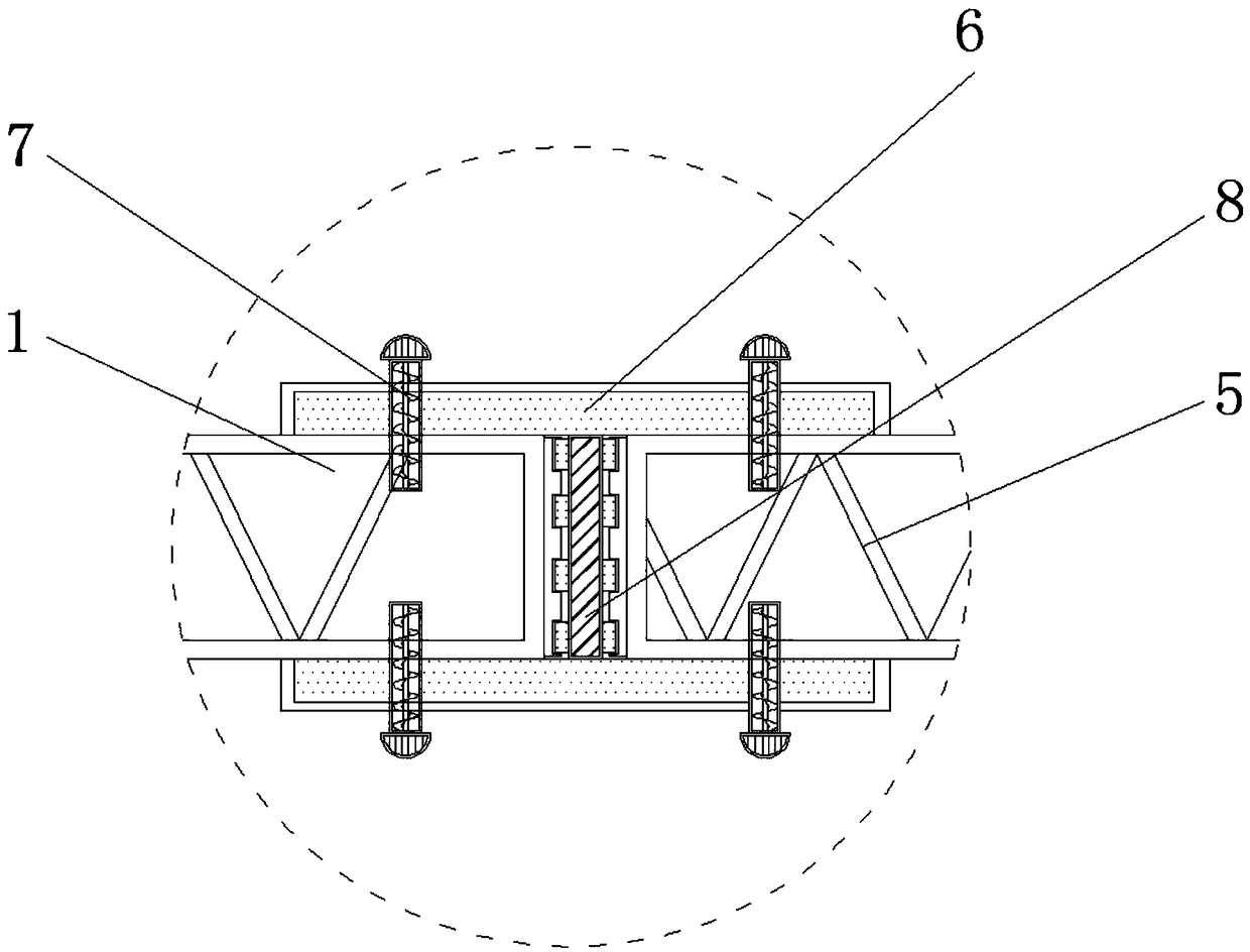High-voltage transmission line iron frame connecting layer anti-solid structure