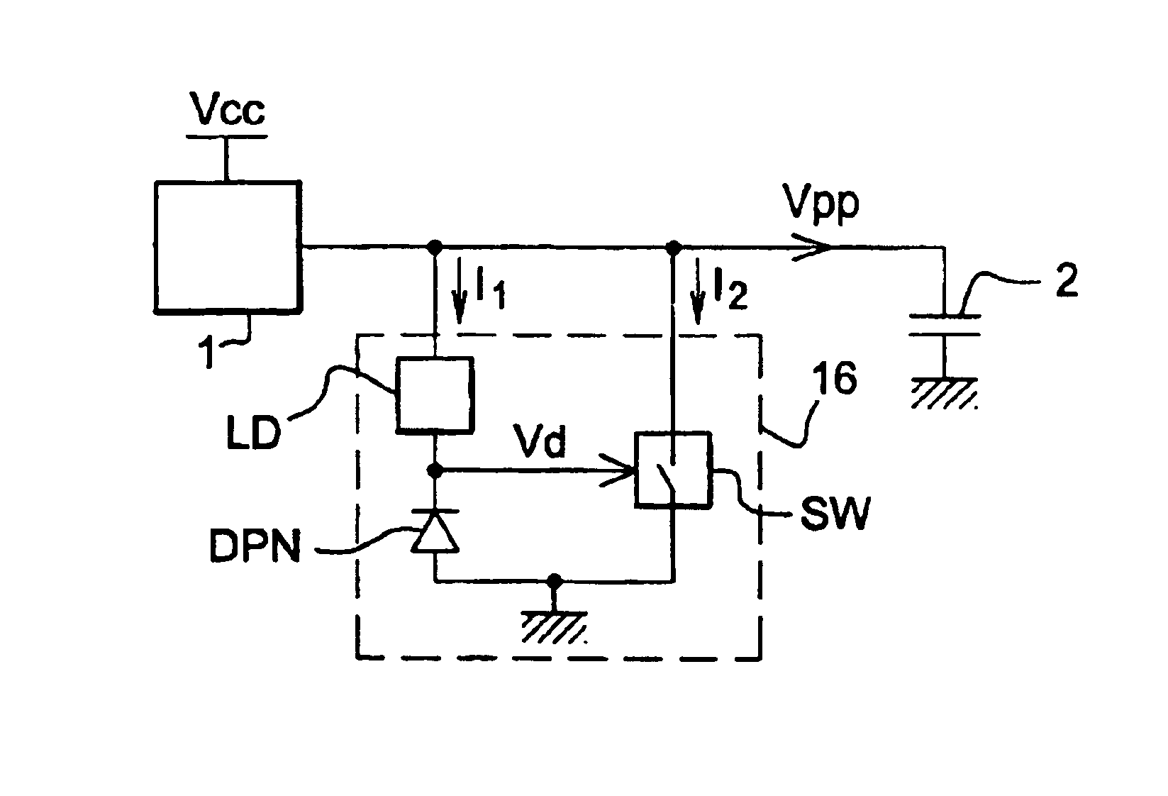 Integrated circuit comprising a voltage generator and a circuit limiting the voltage supplied by the voltage generator