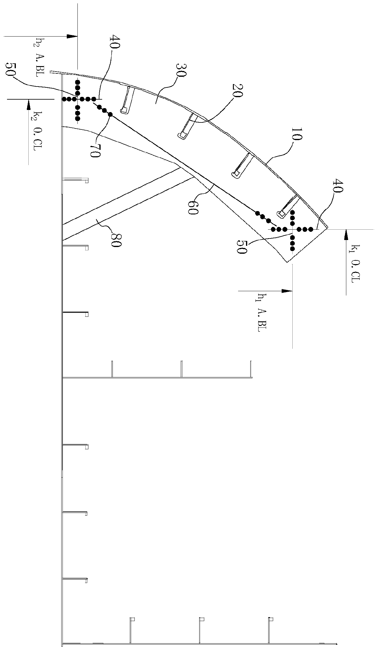 Ship segmented outer plate and aggregate positioning method