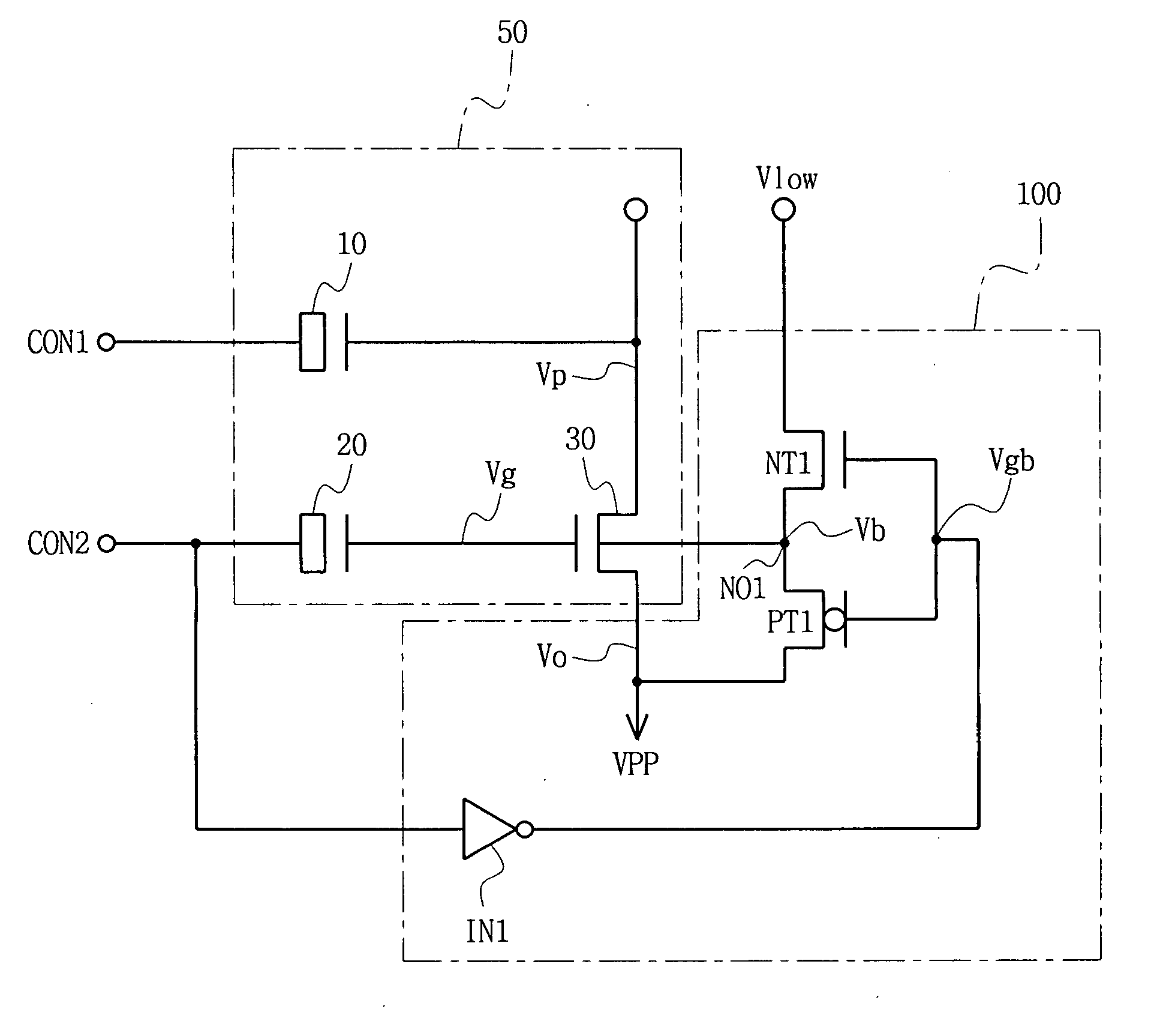 Charge pump for use in a semiconductor memory
