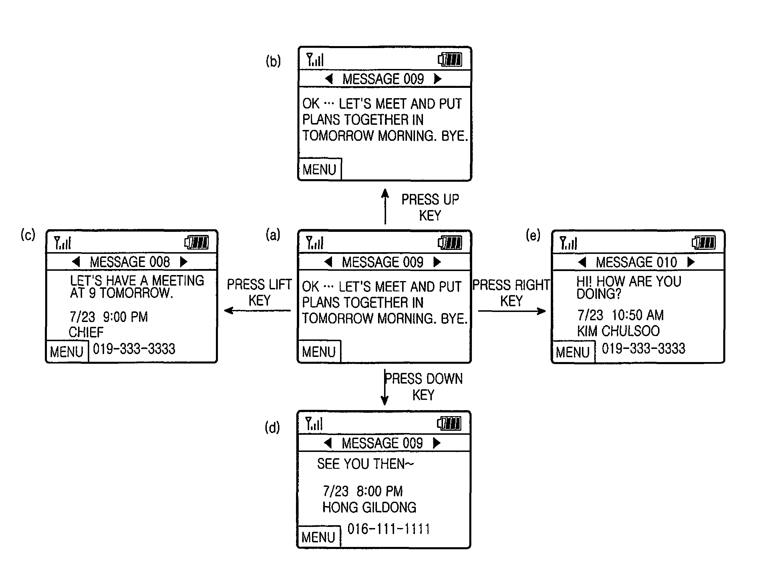 Method and mobile terminal for rapidly searching for messages received from or sent to same phone number
