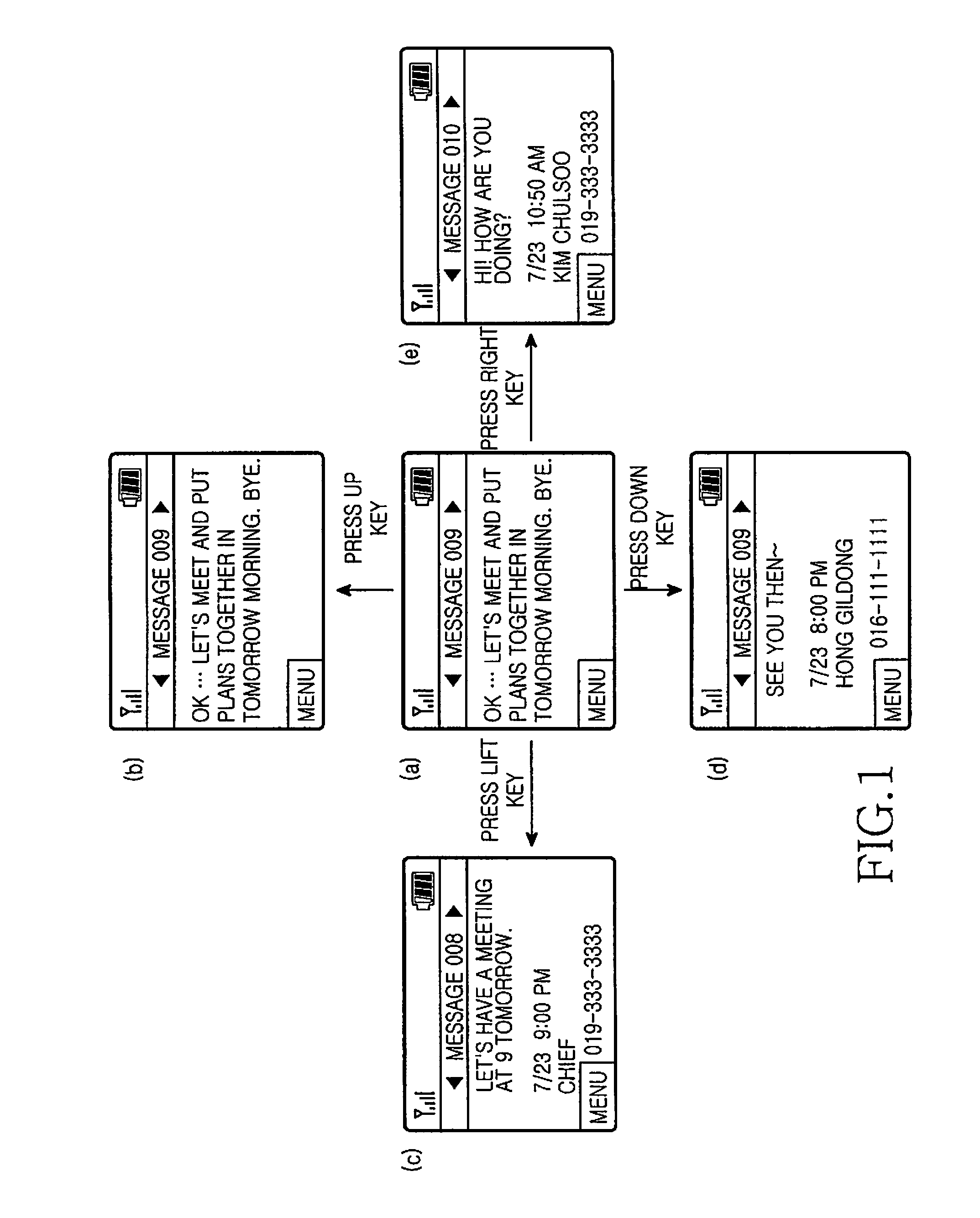 Method and mobile terminal for rapidly searching for messages received from or sent to same phone number