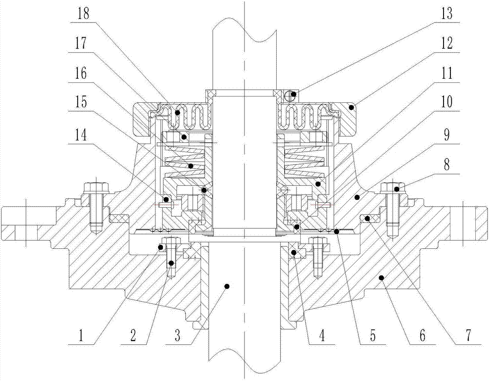 All-closed nuclear drum vacuum valve main shaft sealing structure