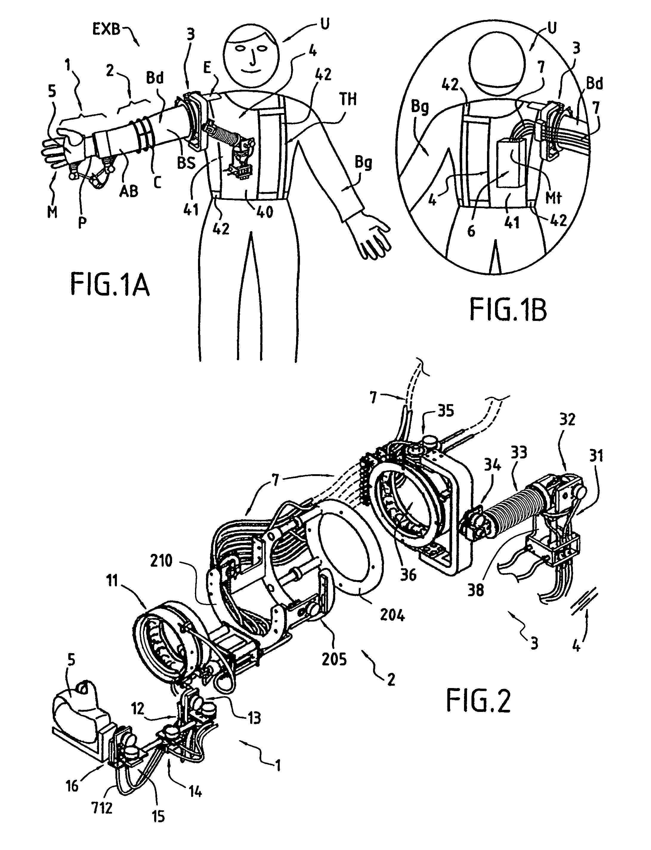 Exoskeleton for the human arm, in particular for space applications