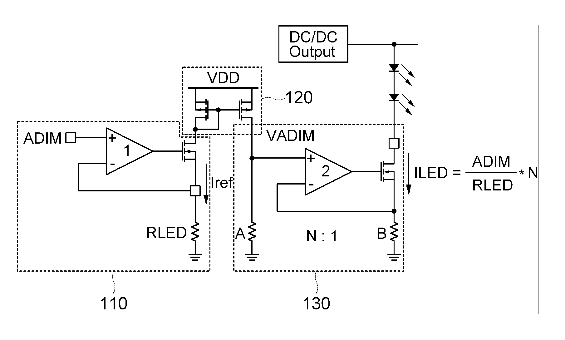 Device for controlling current of LED