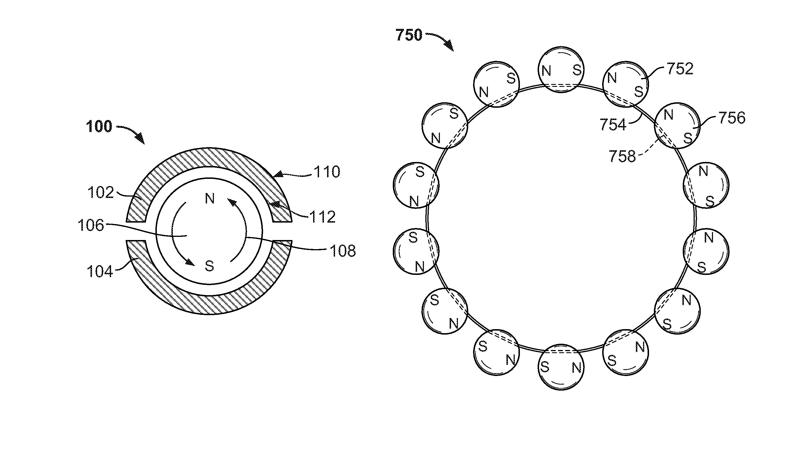 Medical implant with floating magnets