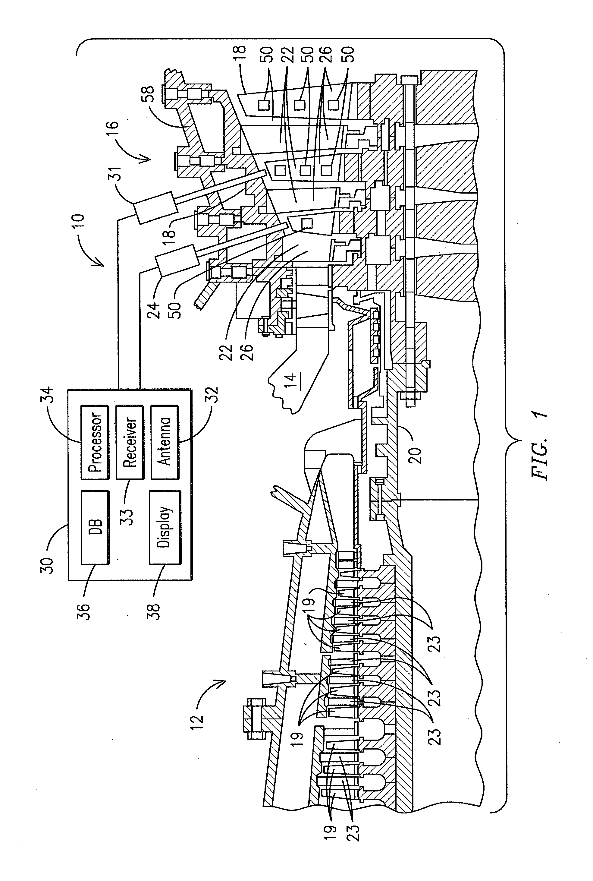 Diagnostic system and method for monitoring operating conditions of components of a turbine machine