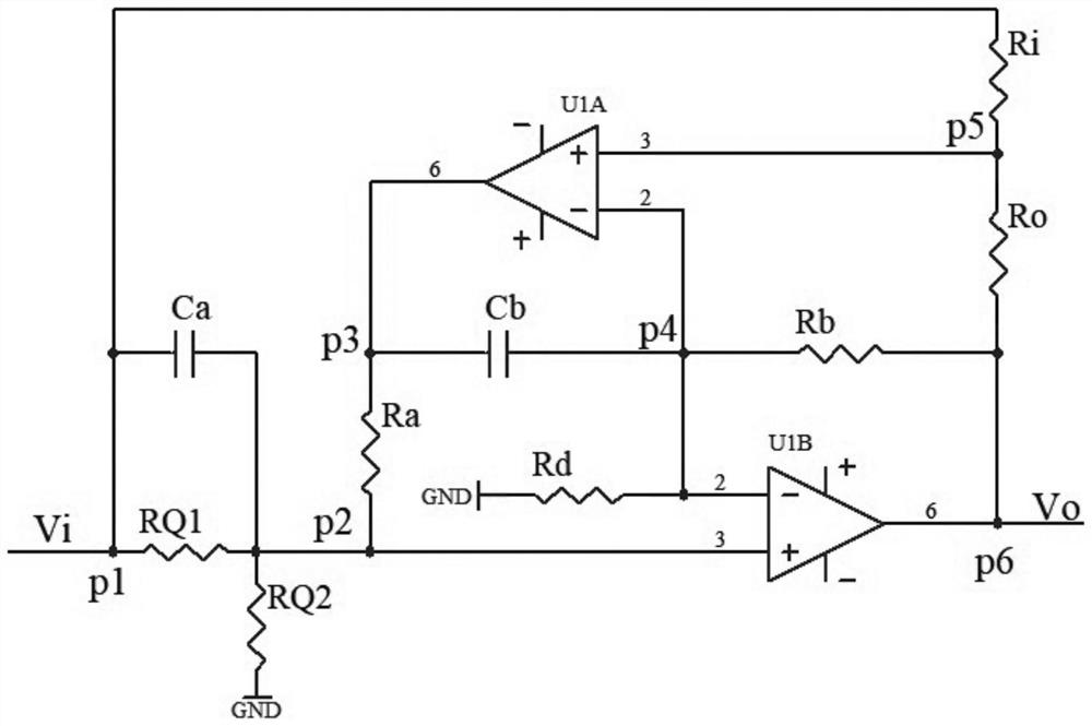 Double-operational-amplifier elliptic function and inverse Chebyshev active low-pass filter circuit