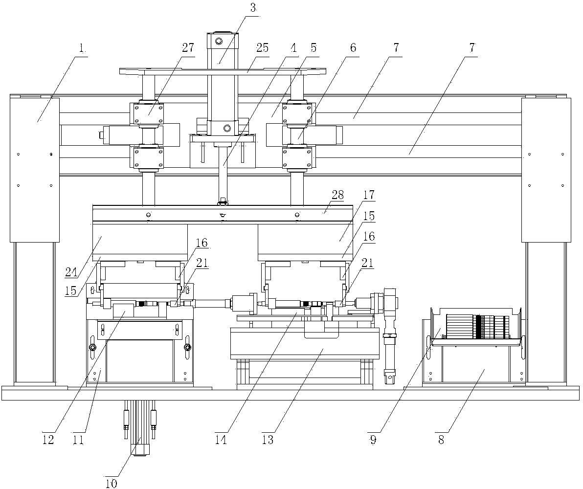 Automatic bearing feeding and receiving mechanism of grinding machine