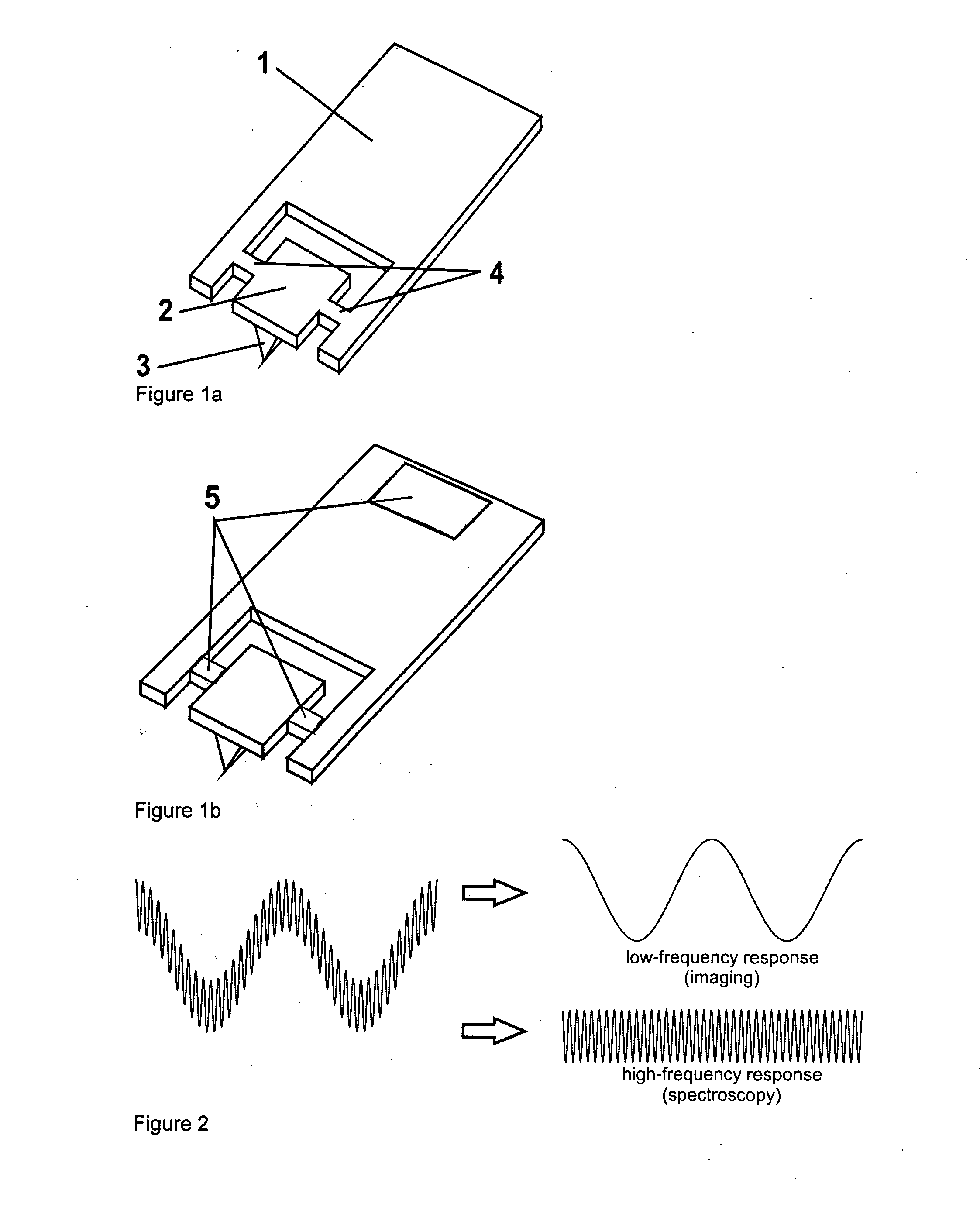 Cantilever with paddle for operation in dual-frequency mode