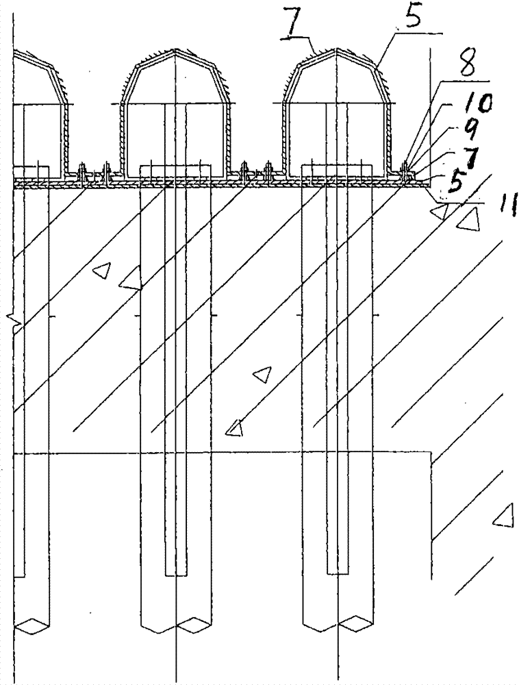 Construction method for water and gas distributing system of filter pool