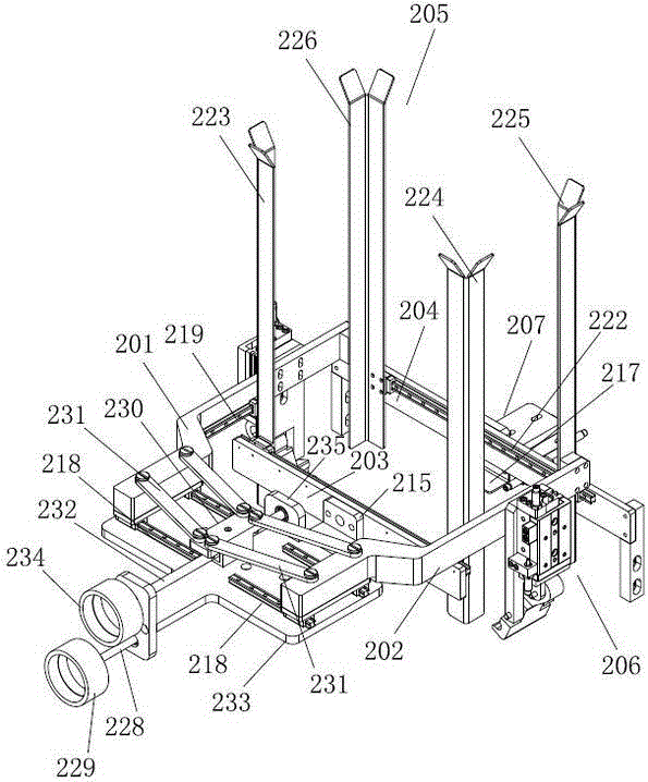Box filling frame assembly of box discharge mechanism