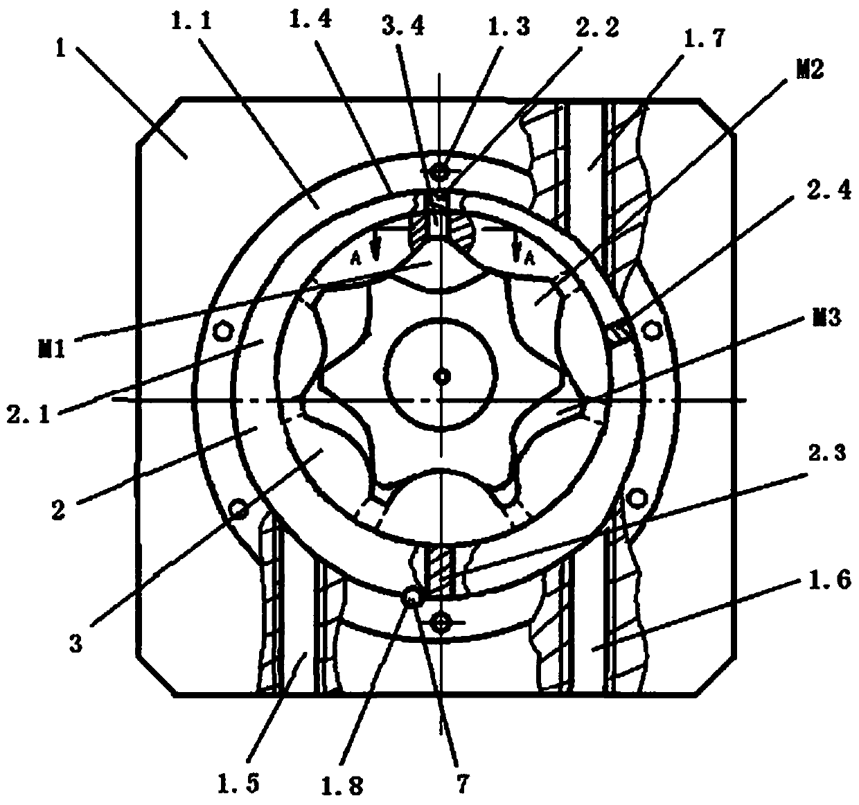 Internal meshing cycloidal gear type hydraulic transformer