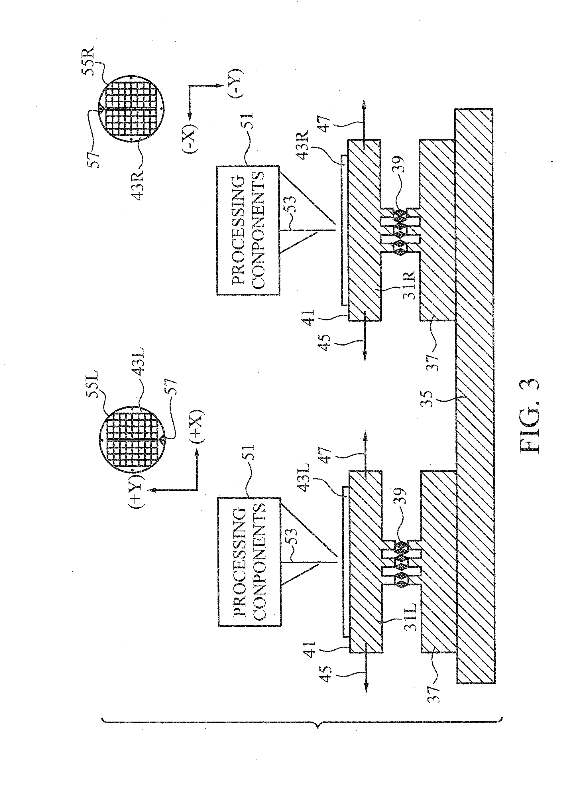 Semiconductor processing apparatus with simultaneously movable stages