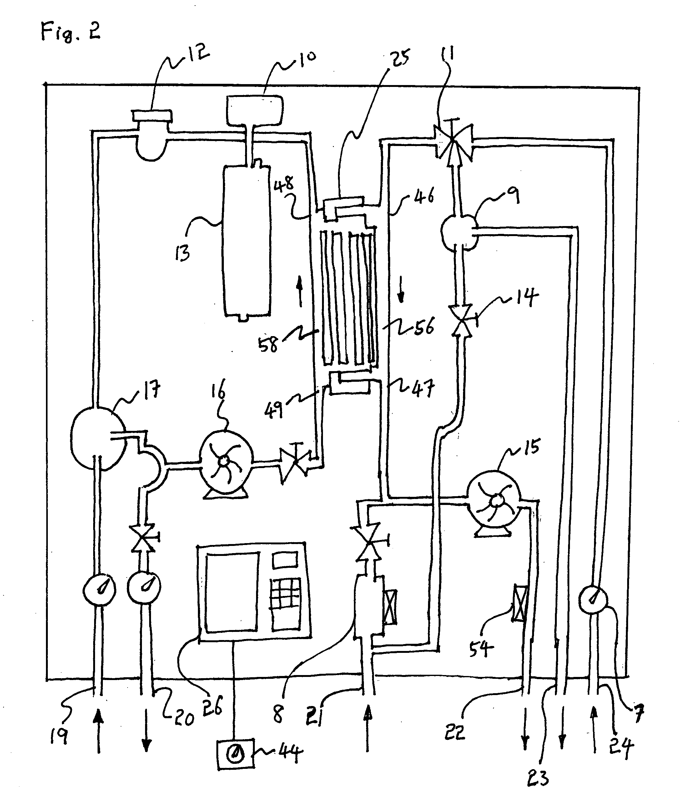 Heated fluid distribution apparatus for combined domestic hot water supply and space heating system in closed loop