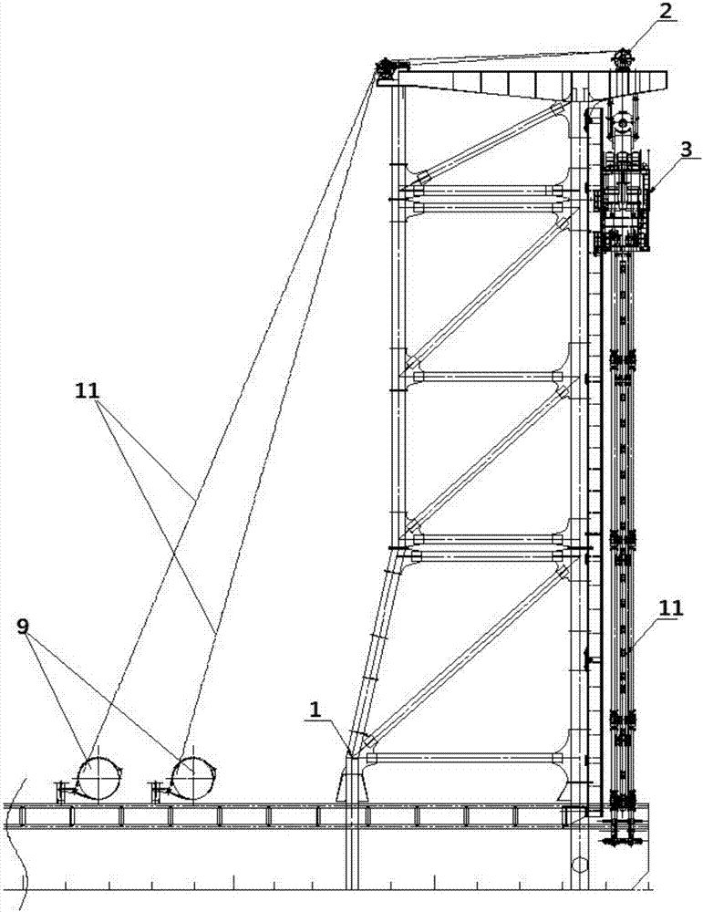 Adjustable pile frame of deep mixing boat for processor