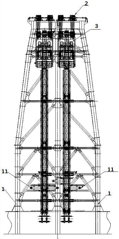 Adjustable pile frame of deep mixing boat for processor