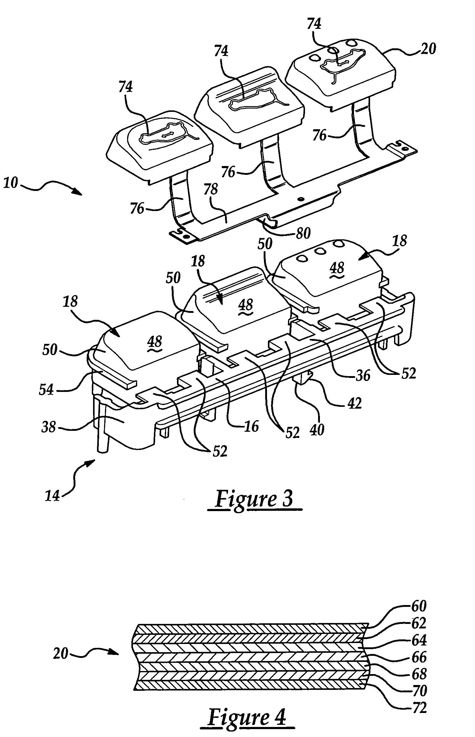 Control panel assembly with moveable illuminating button and method of making the same