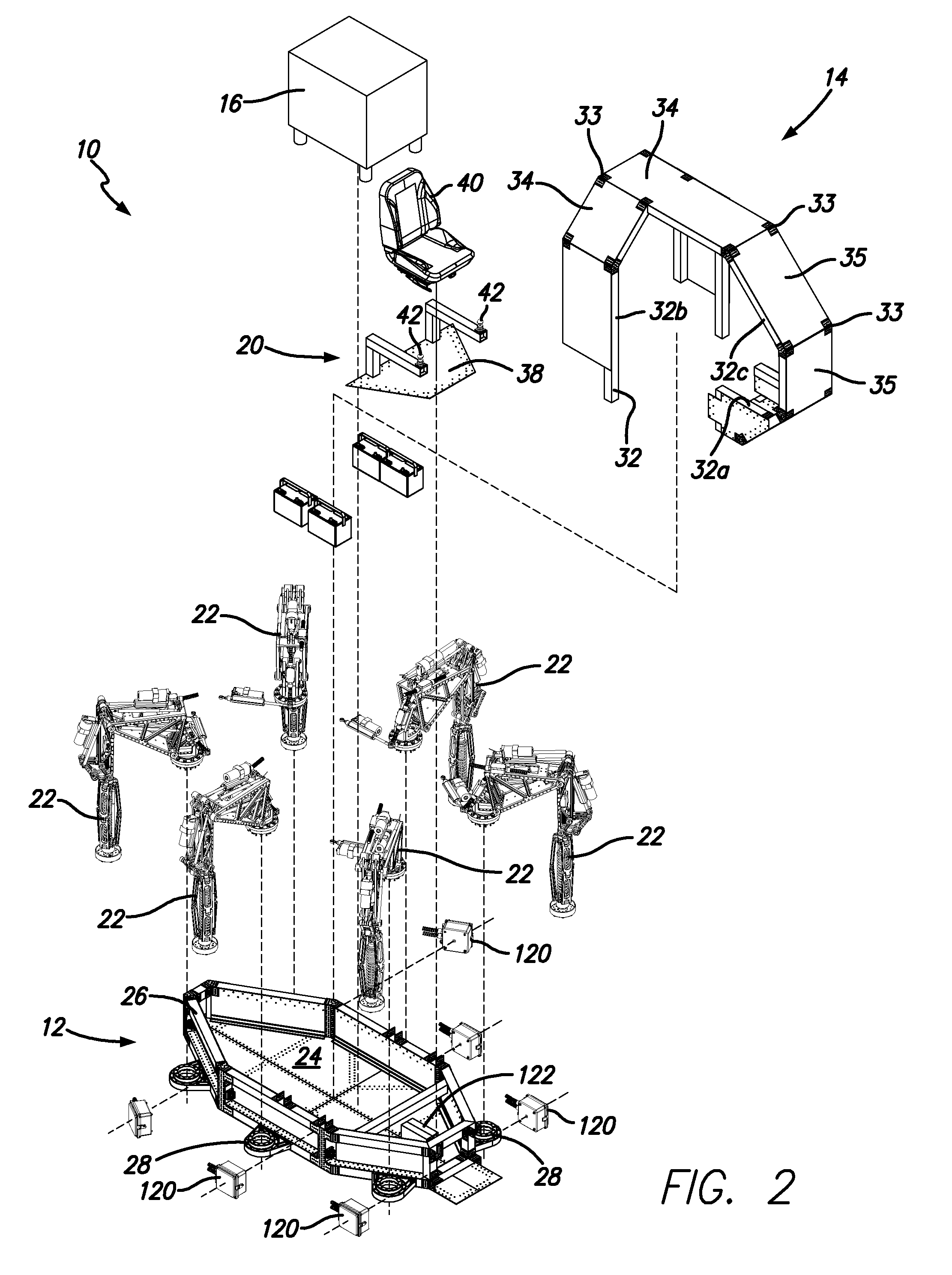 Statically stable walking machine and power system therefor