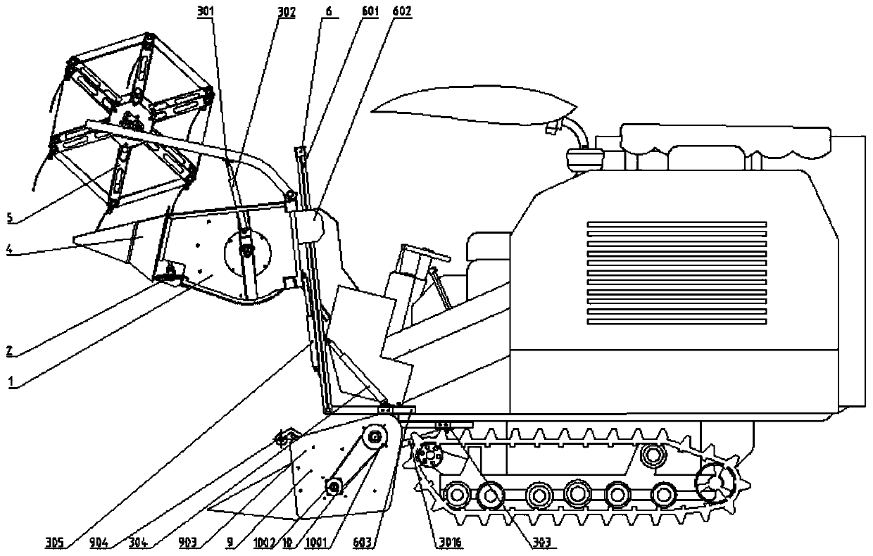 Header device and giant rice combine-harvester