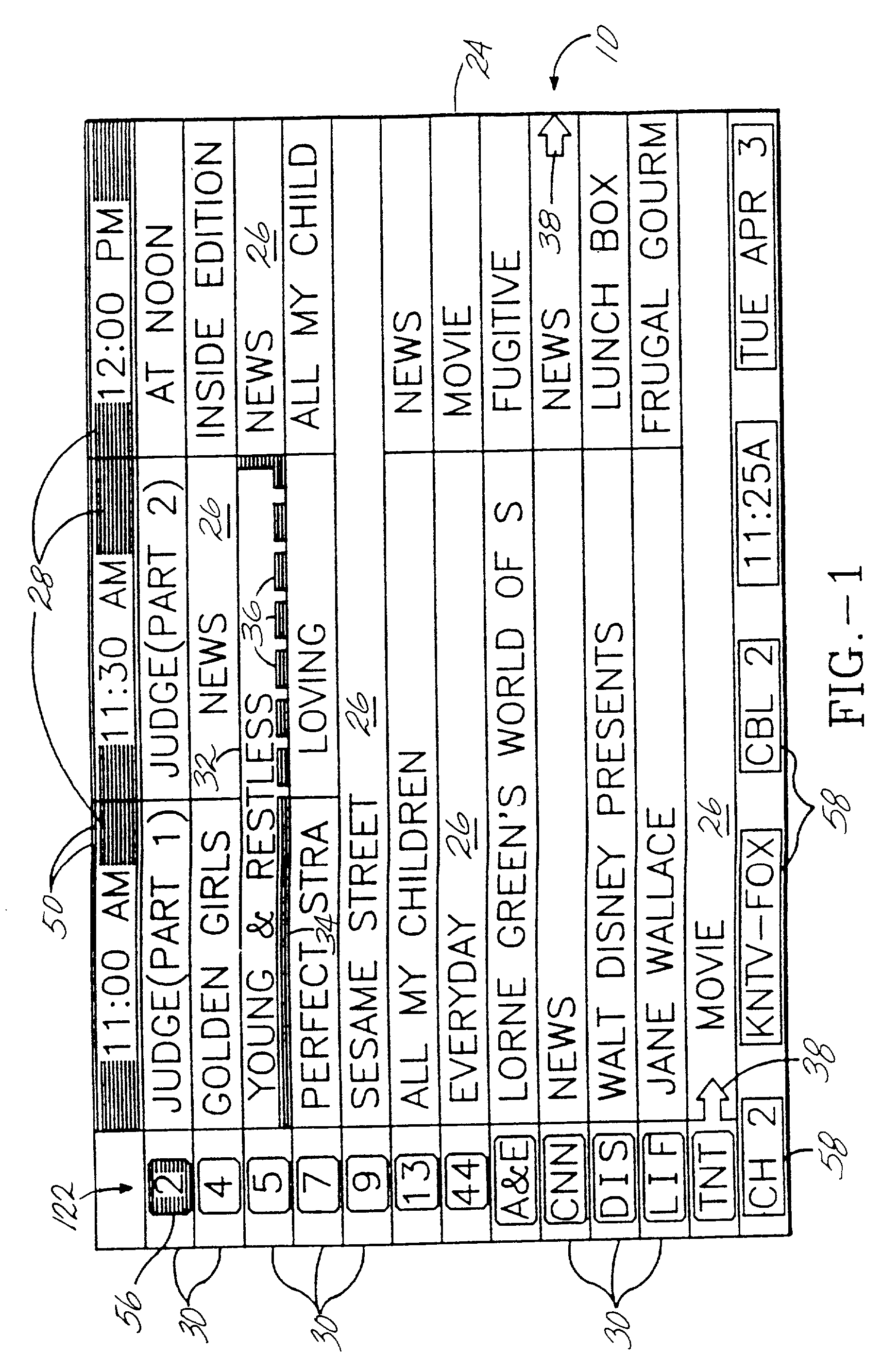 User interface for television schedule system