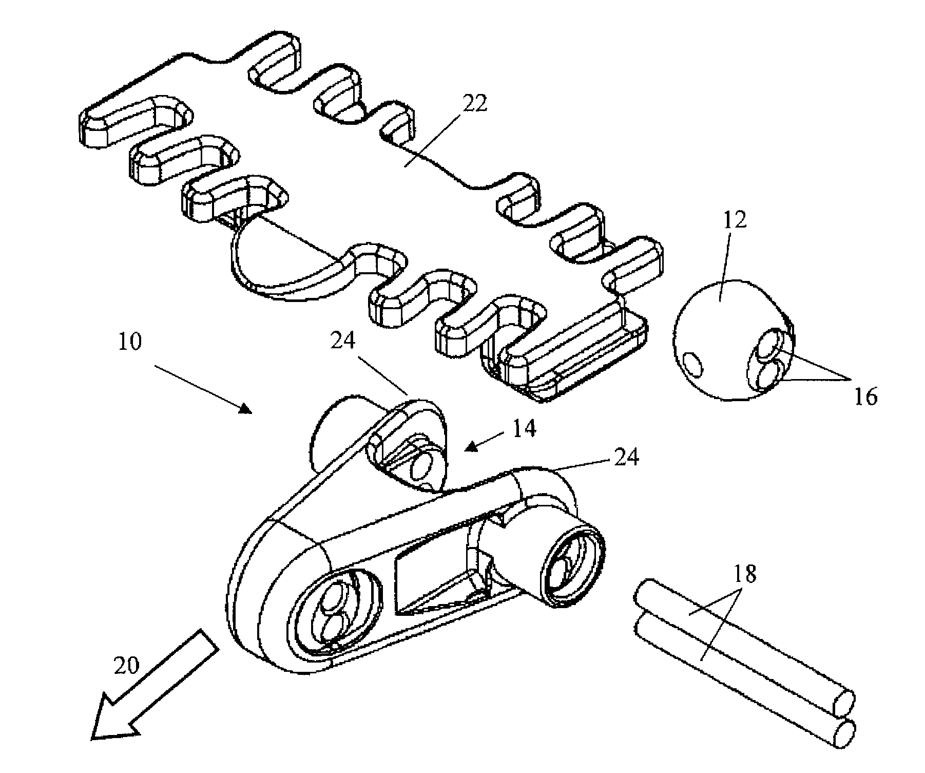 Transport chain and transport chain system