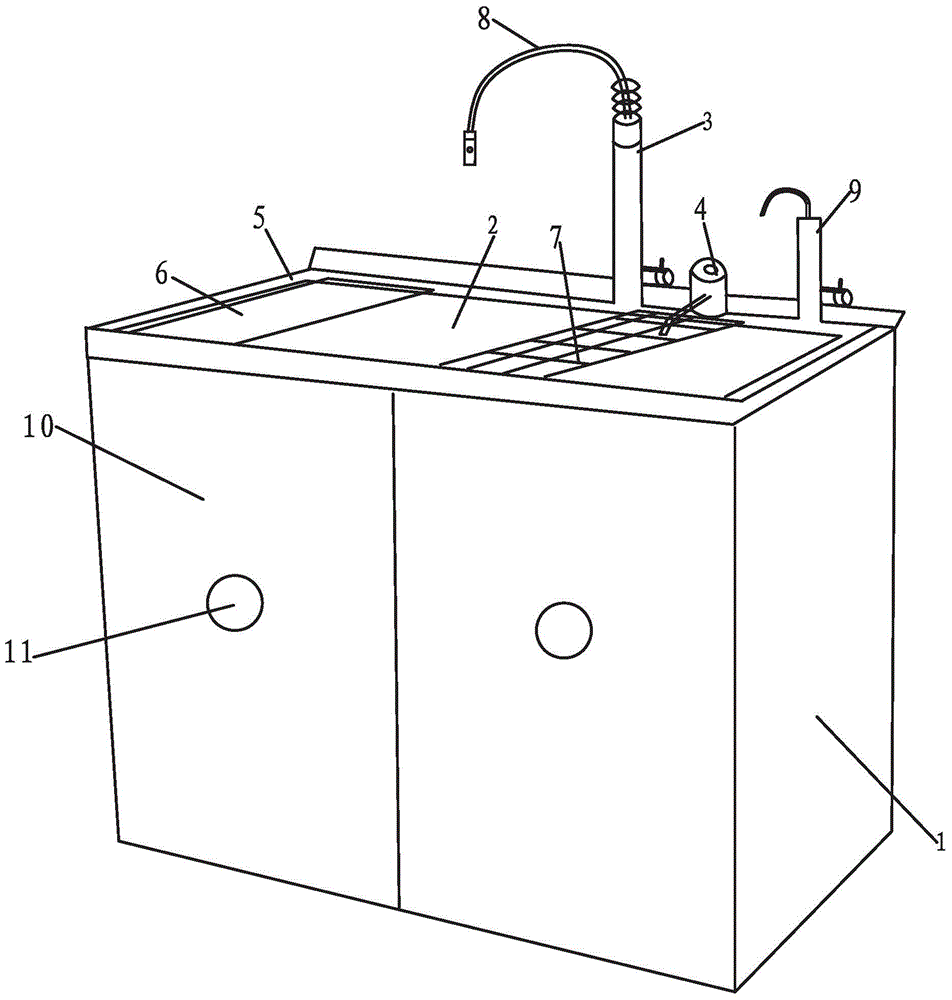A high-efficiency water purification large-capacity integrated sink and its operating method