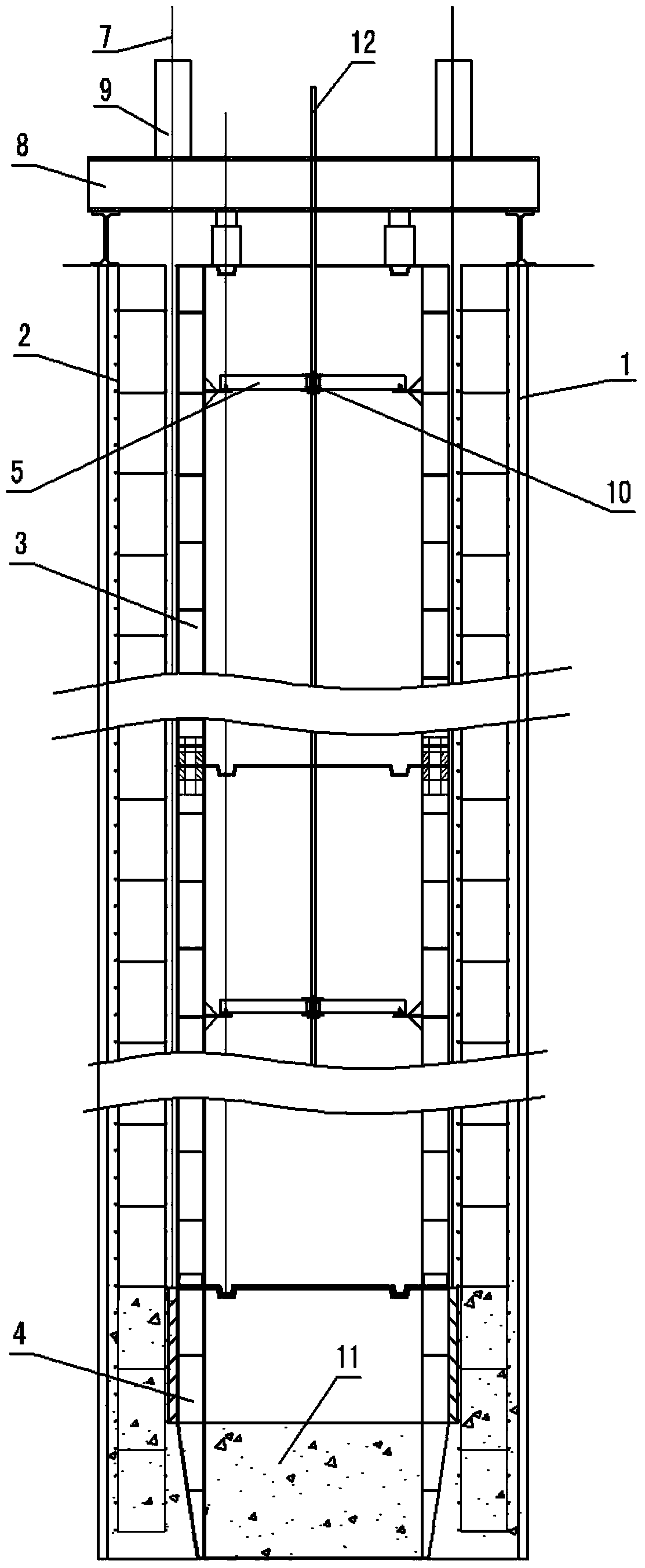 Underwater pouring type tubular column with retaining wall and construction method thereof