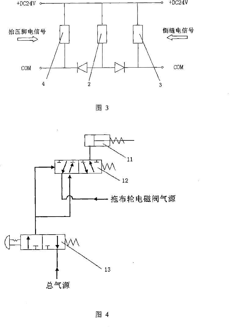 Automatic control device and method for sewing machine cloth-dragging wheel
