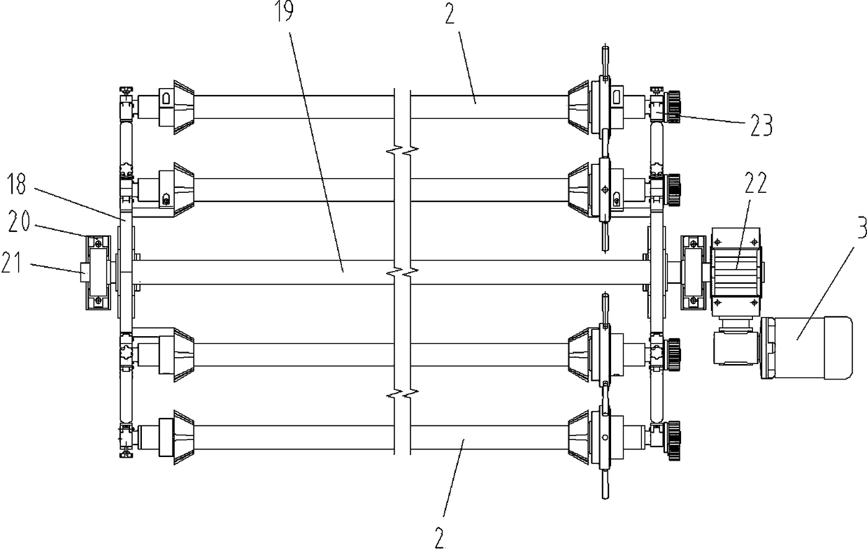 Roller turnover device for laminated glass film paving machine