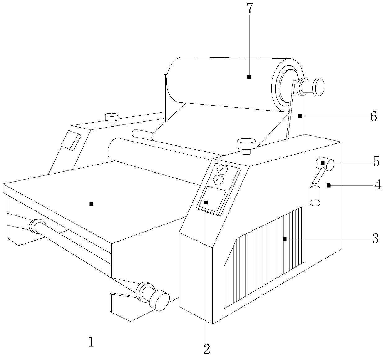 Film covering device for packaging box printing process