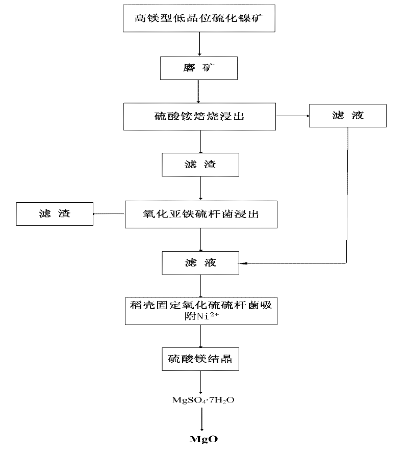 Method for recovering nickel and magnesium elements from high-magnesium low-grade nickel sulfide ore