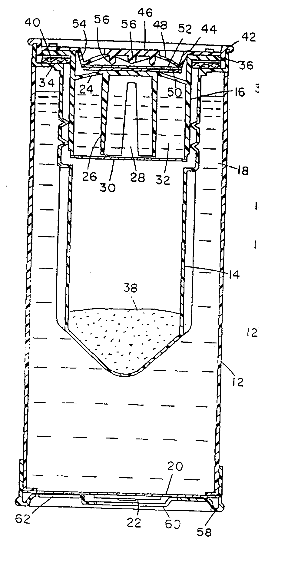 Container with integral module for heating or cooling the contents