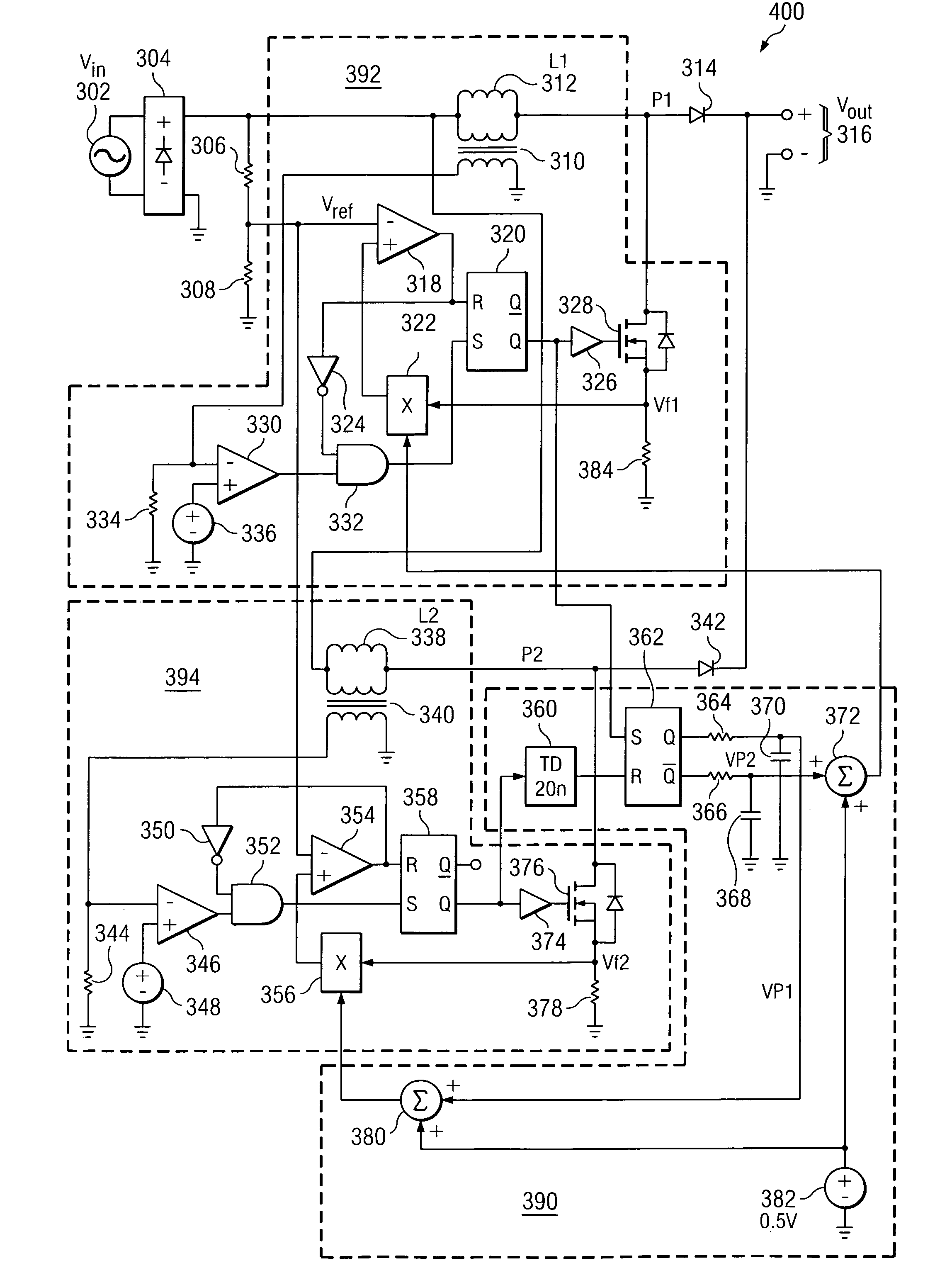 Method and apparatus for power converters having phases spaced at desired phase angles